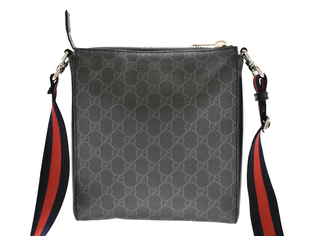 Gucci Black Bag Canvas Supreme GG Shoulder Messenger Gray Crossbody Black Gray